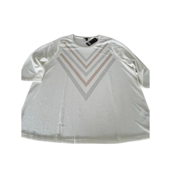 Robert Louis White Knit Tunic Top Metallic Studded Woman Plus Size 3X NWT - Picture 3 of 8